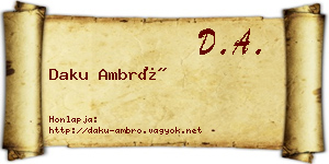 Daku Ambró névjegykártya